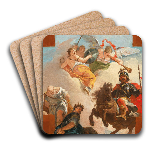 The triumph of a condottiere; a bozzetto for a ceiling decoration by Francesco Fontebasso Art Drink Coaster set The triumph of a condottiere; a bozzetto for a ceiling decoration by Francesco Fontebasso Art Drink Coaster set