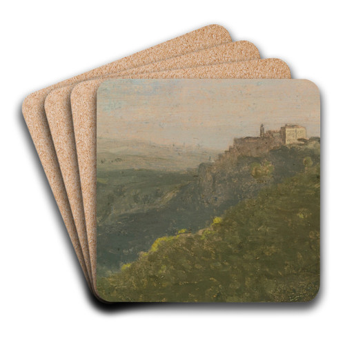 View of Lake Nemi with Genzano in the Distance by Jean-Baptiste-Camille Corot Art Drink Coaster set View of Lake Nemi with Genzano in the Distance by Jean-Baptiste-Camille Corot Art Drink Coaster set