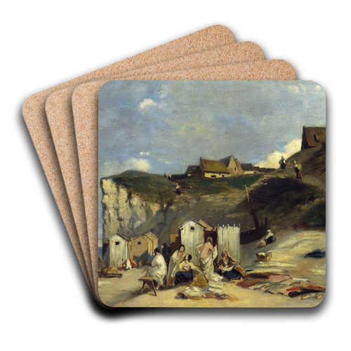Woman bath in Dieppe I by Carl Spitzweg Art Drink Coaster set