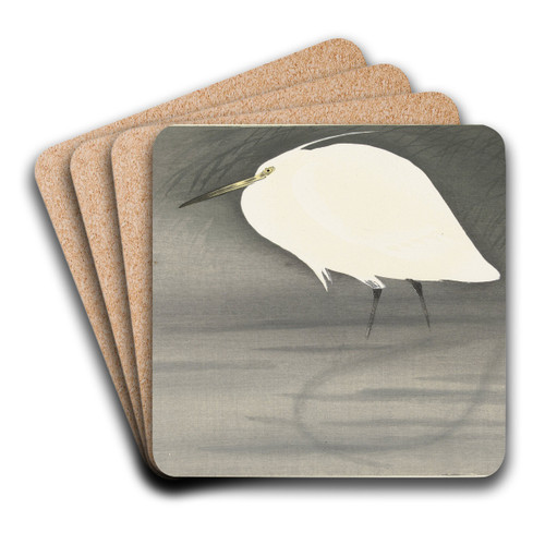 Egret. by Ohara Koson Art Drink Coaster set