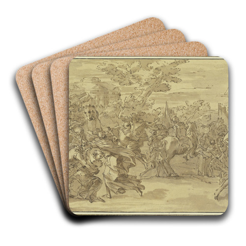 Abduction of the Sabine women by Francesco Solimena Art Drink Coaster set Abduction of the Sabine women by Francesco Solimena Art Drink Coaster set