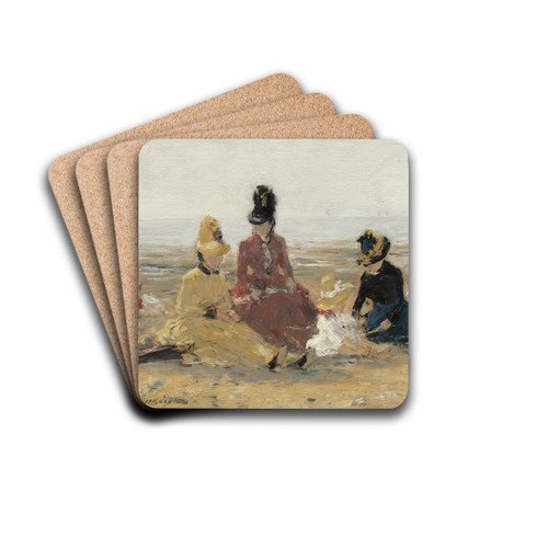 On the Beach,Trouville by Eugne Boudin Drink Coasters - set of 4