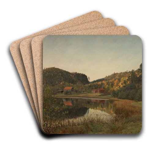 Fra Tjerndalen ved Risr by Amaldus Nielsen Art Drink Coaster set Fra Tjerndalen ved Risr by Amaldus Nielsen Art Drink Coaster set