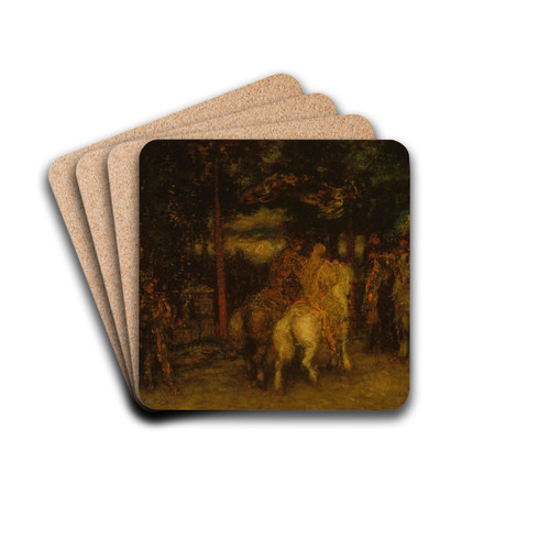 Landscape with Figures by Adolphe Monticelli Drink Coasters - set of 4