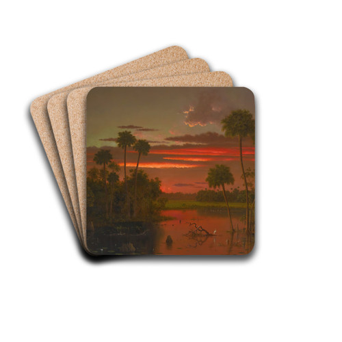 The Great Florida Sunset by Martin Johnson Heade Drink Coasters - set of 4
