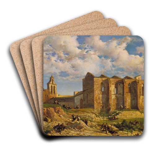 Ruins of the Church of the Holy Sepulchre by Ramon Mart i Alsina Art Drink Coaster set