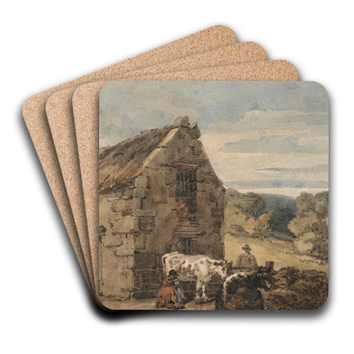 Cottage near Newcastle, Northumberland by Thomas Girtin Art Drink Coaster set