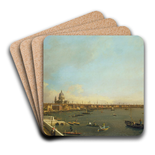 London- The Thames from Somerset House Terrace towards the City by Canaletto Art Drink Coaster set