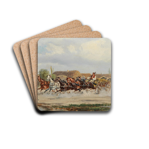 Pferdemarkt by Alfred Steinacker Drink Coasters - set of 4