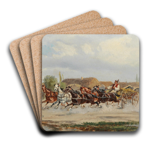 Pferdemarkt by Alfred Steinacker Art Drink Coaster set Pferdemarkt by Alfred Steinacker Art Drink Coaster set