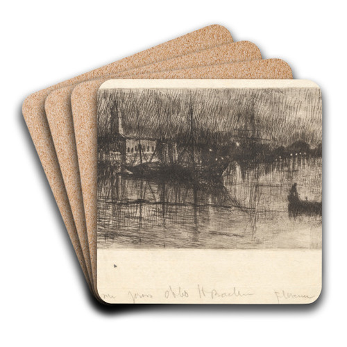 Rainy Night, Venice by Otto Henry Bacher Art Drink Coaster set Rainy Night, Venice by Otto Henry Bacher Art Drink Coaster set
