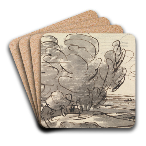 Trees with a Distant Church on the Right by Joseph Farington Art Drink Coaster set