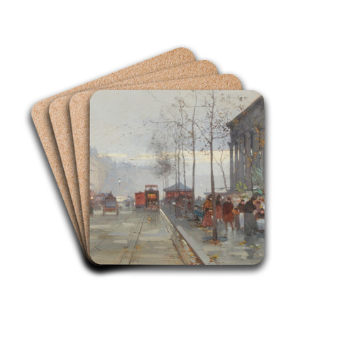 Le March aux fleurs de la Madeleine by Eugne Galien-Laloue Drink Coasters - set of 4 Le March aux fleurs de la Madeleine by Eugne Galien-Laloue Drink Coasters - set of 4