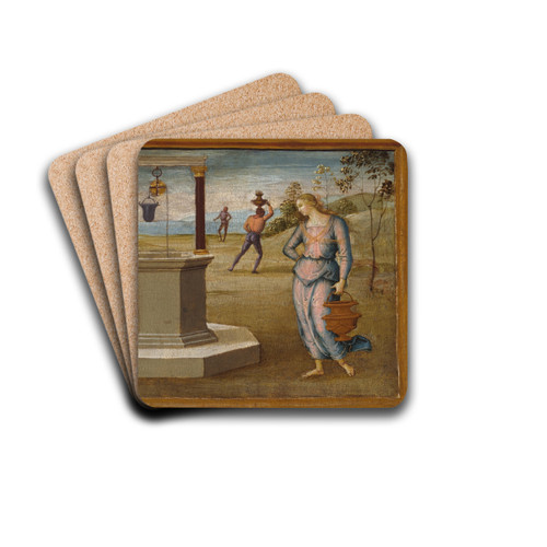 Christ and the Woman of Samaria by Pietro Perugino Drink Coasters - set of 4