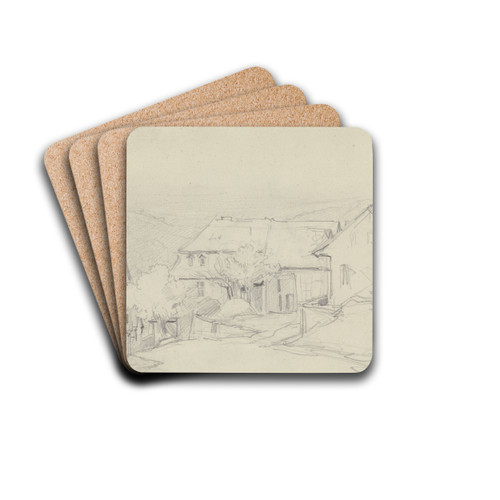 A village by Anton Burger Drink Coasters - set of 4 A village by Anton Burger Drink Coasters - set of 4