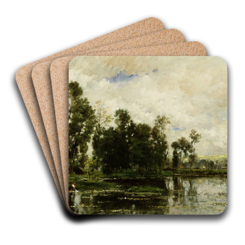 The Edge of the Pond by Charles Franois Daubigny Art Drink Coaster set