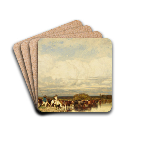 Cows Crossing a Ford by Jules Dupr Drink Coasters - set of 4