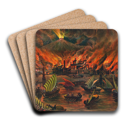 Last day of Pompeii by Henry J. Pain Art Drink Coaster set Last day of Pompeii by Henry J. Pain Art Drink Coaster set
