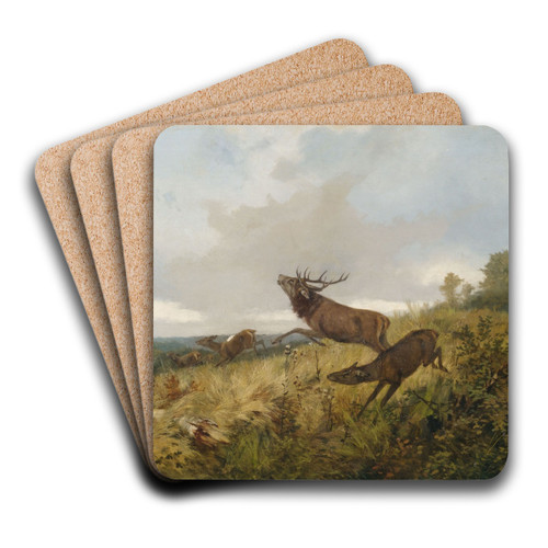 Rotwild in herbstlicher Landschaft by Christoffer Drathmann Art Drink Coaster set