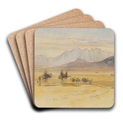 Gebel Serbal, Egypt by Edward Lear Art Drink Coaster set Gebel Serbal, Egypt by Edward Lear Art Drink Coaster set
