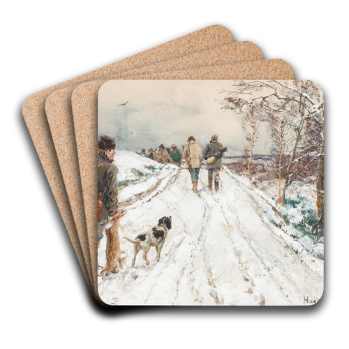 A hinting party in winter by Hugo Mhlig Art Drink Coaster set