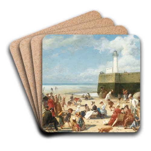 Scne de plage en t by Alcide Thophile Robaudi Art Drink Coaster set