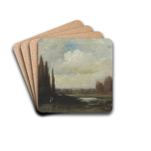 Landscape With A Rider By A Pond by Gustave Dor Drink Coasters - set of 4