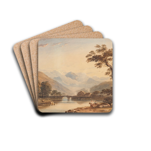 Beddgelert Bridge, with Snowdon beyond by John Varley Drink Coasters - set of 4 Beddgelert Bridge, with Snowdon beyond by John Varley Drink Coasters - set of 4