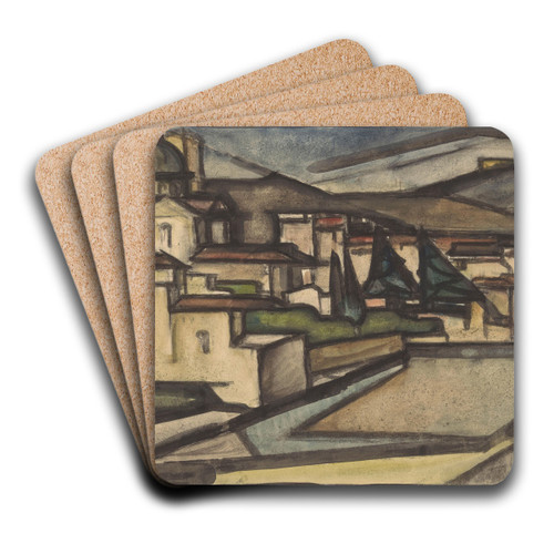 Gezicht op een Italiaanse stad by Reijer Stolk Art Drink Coaster set Gezicht op een Italiaanse stad by Reijer Stolk Art Drink Coaster set