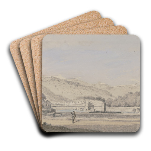 Tetschen an der Elbe by Friedrich Eugen Peipers Art Drink Coaster set Tetschen an der Elbe by Friedrich Eugen Peipers Art Drink Coaster set