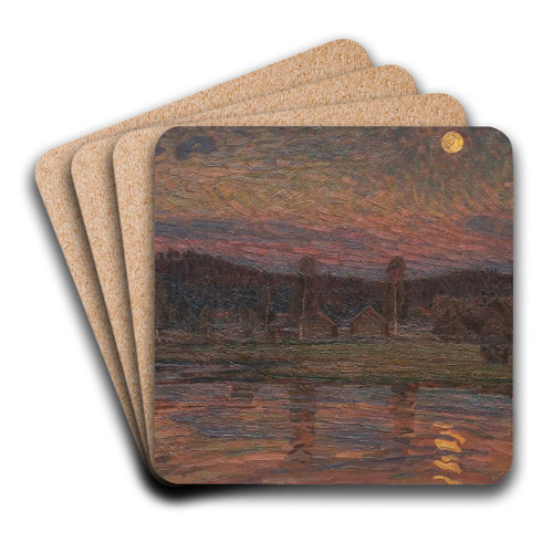 Moonlit Landscape by Herman Norrman Art Drink Coaster set
