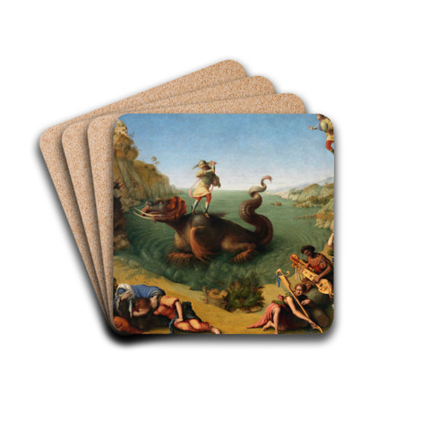 Perseus Frees Andromeda by Piero di Cosimo Drink Coasters - set of 4 Perseus Frees Andromeda by Piero di Cosimo Drink Coasters - set of 4