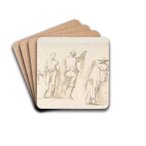 Figure Studies; Two Standing and Two Seated Men by Domenico Gargiulo Drink Coasters - set of 4