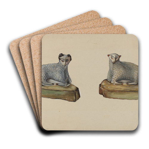 Pa. German Chalkware Sheep by Dorothy Harris Art Drink Coaster set