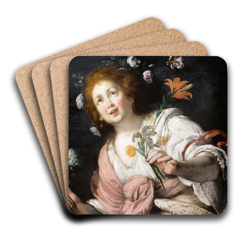 Allegory of Spring and Summer by Bernardo Strozzi Art Drink Coaster set