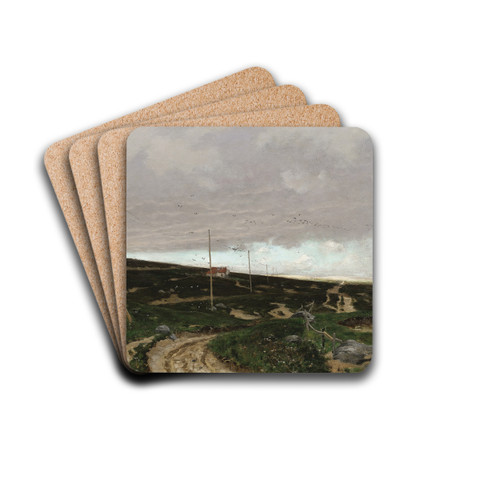 On the coast. Motif from Jaeren, Norway by Frits Thaulow Drink Coasters - set of 4 On the coast. Motif from Jaeren, Norway by Frits Thaulow Drink Coasters - set of 4
