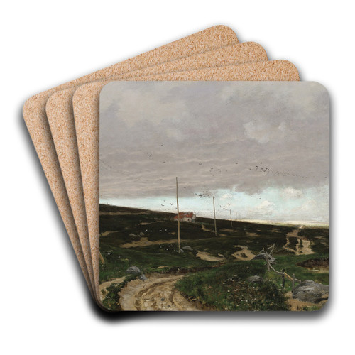 On the coast. Motif from Jaeren, Norway by Frits Thaulow Art Drink Coaster set On the coast. Motif from Jaeren, Norway by Frits Thaulow Art Drink Coaster set