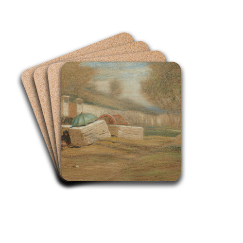 Roadside Figure and Umbrella by Elihu Vedder Drink Coasters - set of 4