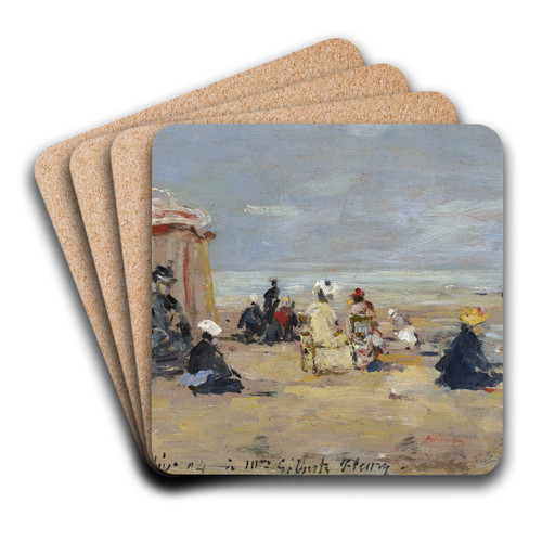 On the Beach by Eugne Boudin Art Drink Coaster set