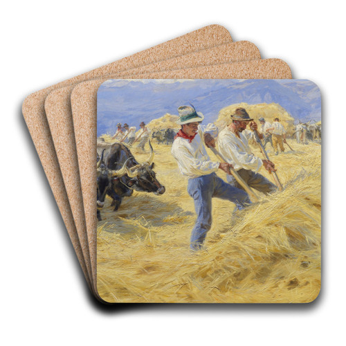 Threshing in the Abruzzi. Civit d'Antino by Peder Severin Kryer Art Drink Coaster set