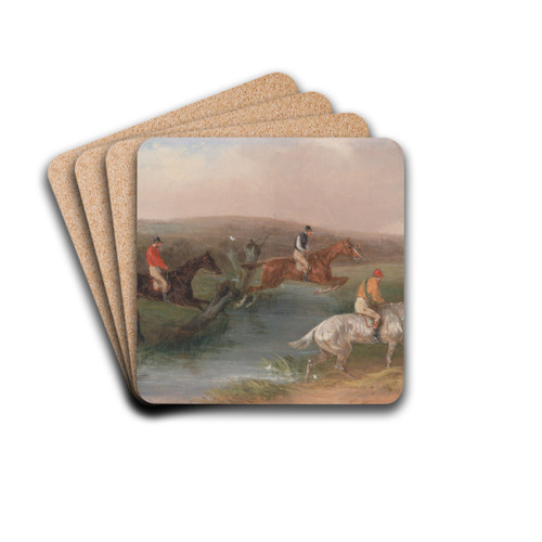 Steeplechasing- The Hurdle by William Shayer Drink Coasters - set of 4