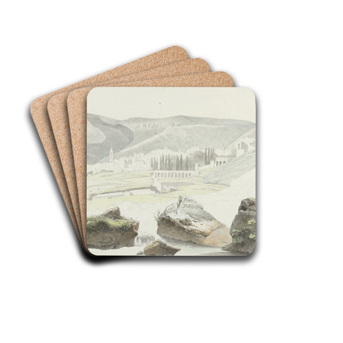 Landschap en stadsgezicht bij Tivoli by Josephus Augustus Knip Drink Coasters - set of 4 Landschap en stadsgezicht bij Tivoli by Josephus Augustus Knip Drink Coasters - set of 4