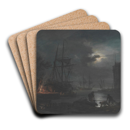 Moonlight by Claude-Joseph Vernet Art Drink Coaster set