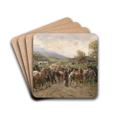 Pferdemarkt by Julius von Blaas Drink Coasters - set of 4