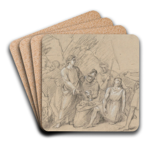 The Chalice Discovered in Benjamin's Bag by Jean Antoine Verschaeren Art Drink Coaster set The Chalice Discovered in Benjamin's Bag by Jean Antoine Verschaeren Art Drink Coaster set