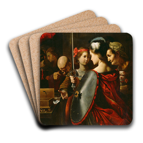 Achilles Among The Daughters of Lycomedes by Pietro Paolini Art Drink Coaster set