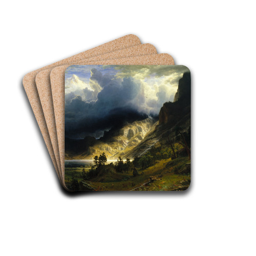 A Storm in the Rocky Mountains, Mt. Rosalie by Albert Bierstadt Drink Coasters - set of 4