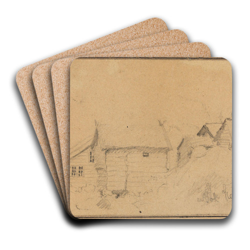 Farm Yard, Gol in Hallingdal by Gustav Wentzel Art Drink Coaster set