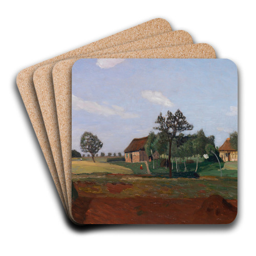 Sommertag im Moor (Erdhtte im Moor) by Otto Modersohn Art Drink Coaster set