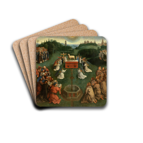 Adoration of the Lamb by Jan van Eyck Drink Coasters - set of 4